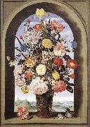 BOSSCHAERT, Ambrosius the Elder Bouquet in an Arched Window  yuyt painting